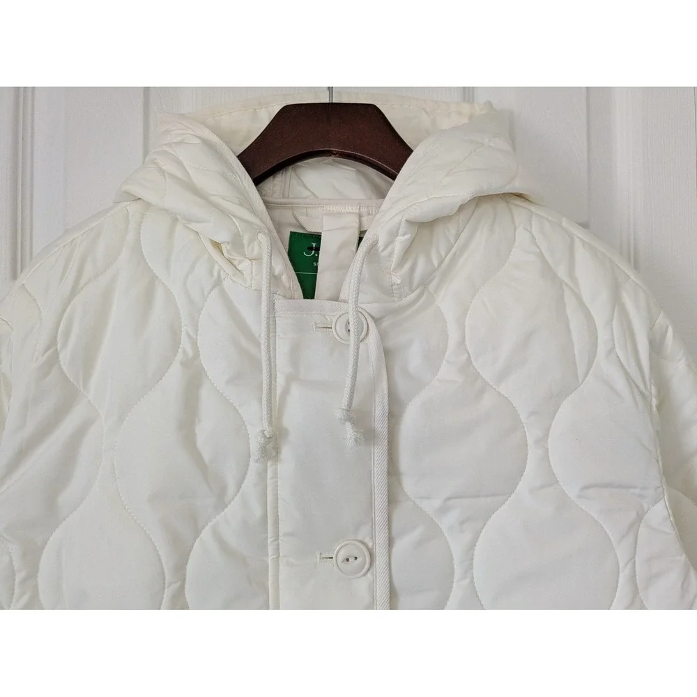 J. Crew Oslo Jacket PrimaLoft‎ Hooded Quilted Ivory Size XS NWT $228 CF691